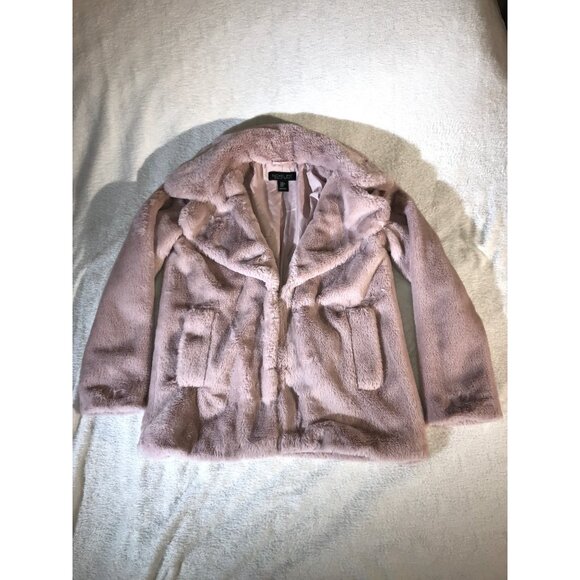 Rachel Zoe Women's Soft Powder Pink Faux Fur Cozy Jacket Winter Coat - Picture 1 of 8